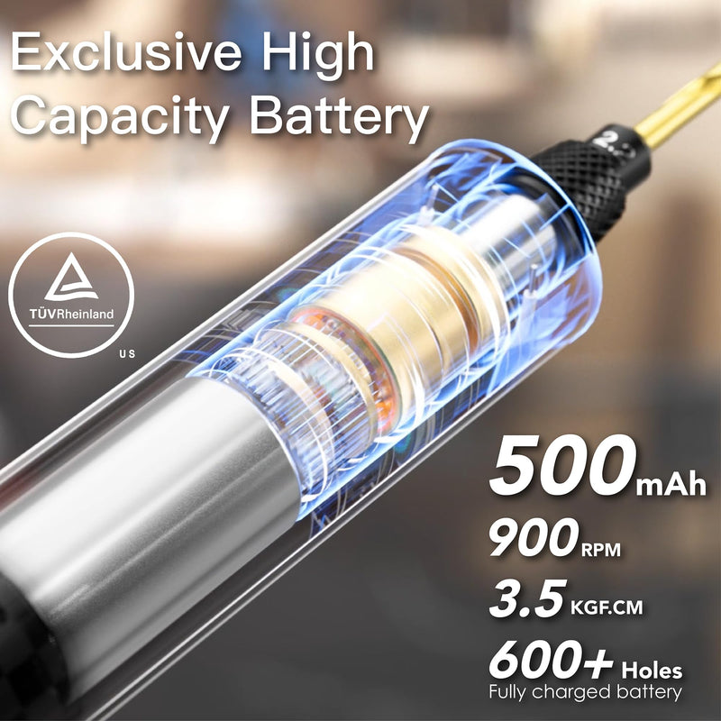 ARROWSPACE Mini Electric Drill, Smart Precision Hand Drill with OLED Display, Carbon Fiber Body, 5-Speed 900RPM High Torque, 10 HSS Bits for Resin, Jewelry Making, Wood, DIY, Black