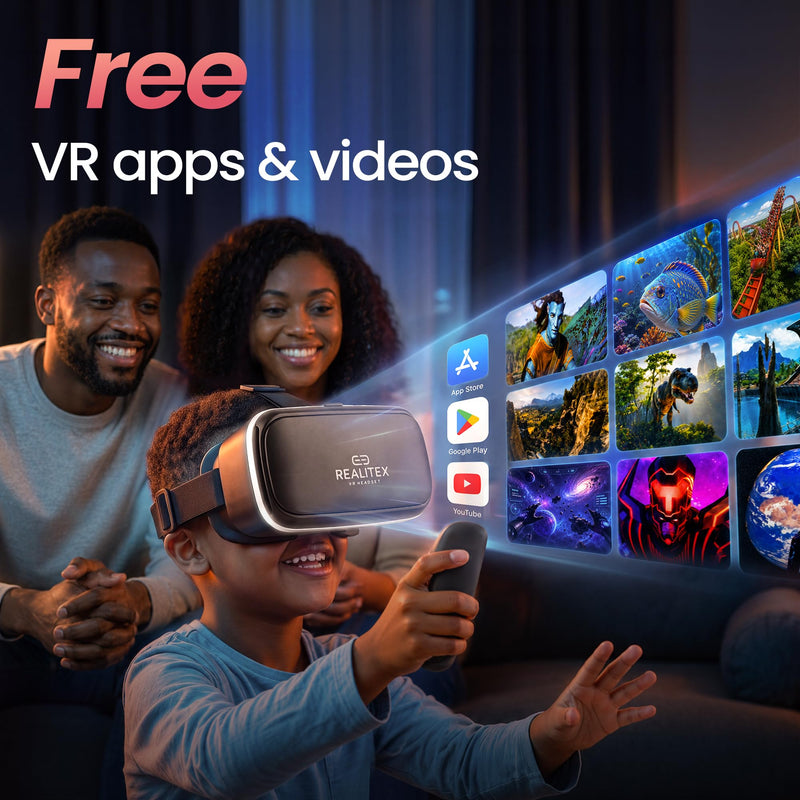 3D VR Headset for Kids + Android Remote - for iPhone & Android Phones | with 3D VR Videos & Apps Links | Virtual Reality Goggles Set for Beginners Pure White