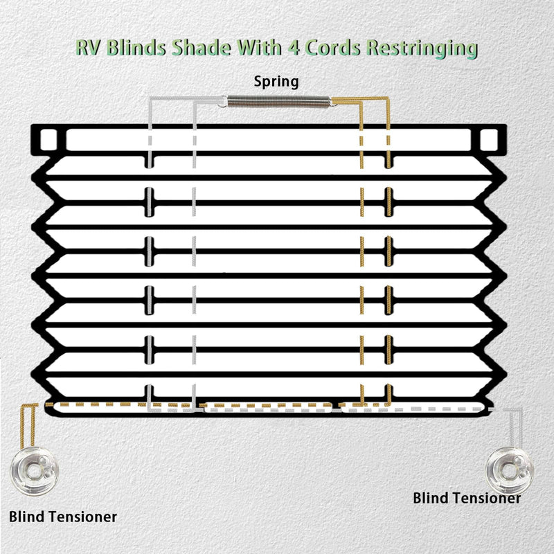 RV Pleated Shade Repair Kit, Pleaded Shade Repair Kit, Window Shade Restringing Kit for RV Day/Night Shades (White) White