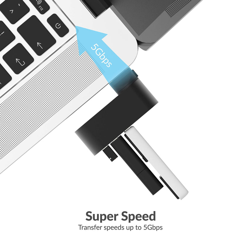3 Port Aluminum Mini USB 3.0 Hub [90°/180° Degree Rotatable]+ USB 3.0 to SSD/SATA/IDE 2.5/3.5/5.25-INCH Hard Drive Converter with UL Power Supply