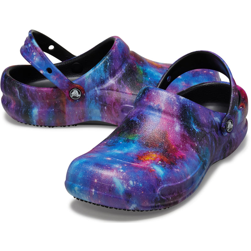 Crocs Unisex-Adult Bistro Graphic Clogs, Slip Resistant Work Shoes 9 Women/7 Men Black/Black