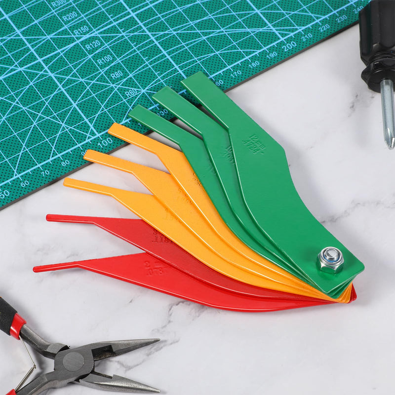 Brake Pad Measuring Tool, 8 Pieces Brake Pad Thickness Gauge Color-Coded Steel Structure Thickness Gauge Automotive Brakes Measuring Tool for Measure Disc and Drum Braking Pads Gauges
