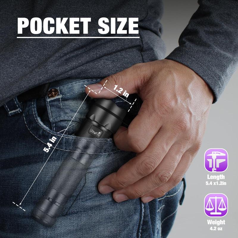 ULTRAFIRE 15W Rechargeable UV Flashlight - 365nm Blacklight Flashlight for Pet Urine Detection,Resin Curing,Minerals,Scorpion,Blood Trail Tracking UV Light 502UVS PRO