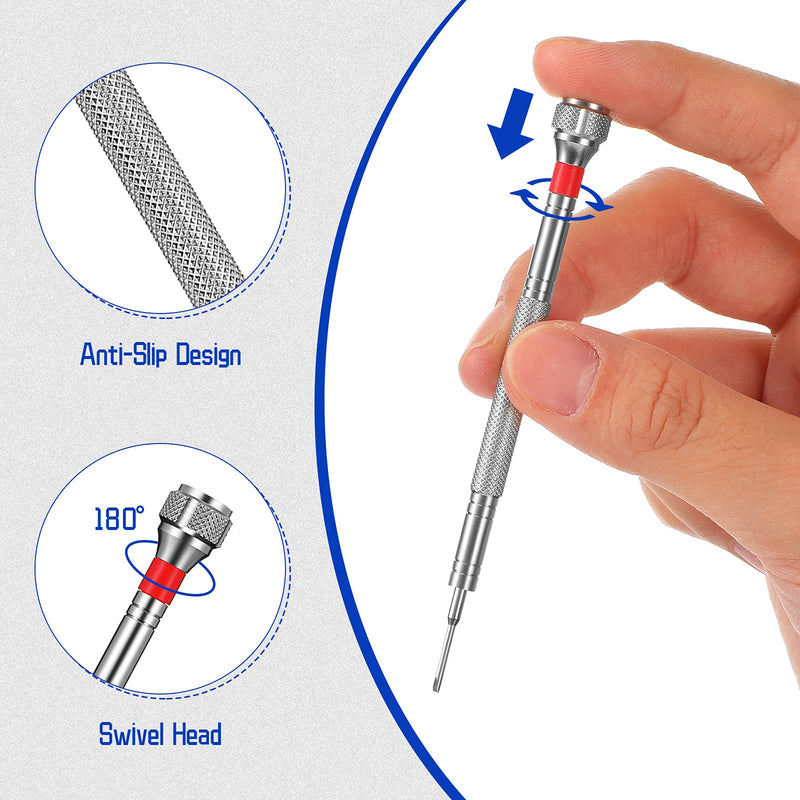 Chumia 8 Pieces Precision Jewelers Screwdriver Set, Micro Watch Repair Screwdriver Set 0.6-1.6 mm for Watch, Eyeglasses, Jewelry Work, Electronics Repair(Flathead, Phillips) Flathead, Phillips
