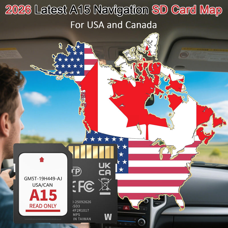 2026 Latest A15 Navigation SD Card for Ford/Lincoln, Compatible with F-150 Explorer Expedition Fusion Edge Escape MKC MKZ MKX Sync 2, Navigation SD Card Maps Update USA/Canada, GM5T-19H449-AJ