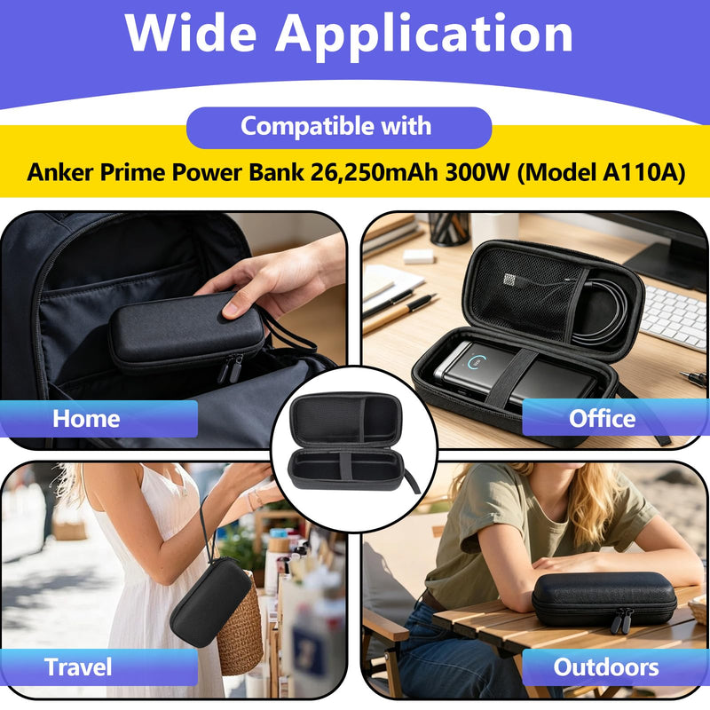 Hard Travel Bag Compatible with 26,250mAh A110A 300W Anker Prime Power Bank | Case Only (Black), Portable EVA Carrying Case for Travel Portability and Fixed Storage
