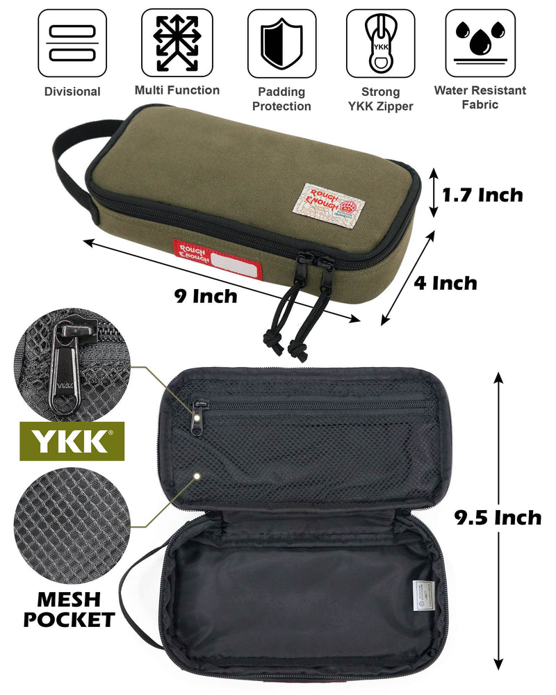 Rough Enough Small Tool Bag Pouch Box EDC Organizer Storage Case for Accessories with Zipper Portable Handle Army Green