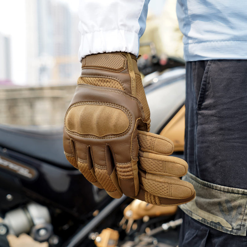 AXBXCX Motorcycle Gloves for Men - Ultimate Protection, Touchscreen Capable, Durable for Outdoor Brown Medium