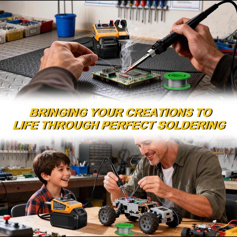 Cordless Soldering Iron Kit for Dewalt 20v 60v Battery,90W LED Digital Solder Iron Soldering Gun with 5pcs Tips,0.04” Solder Wire for any Hobby Enthusiast (Battery not included) For Dewalt Battery