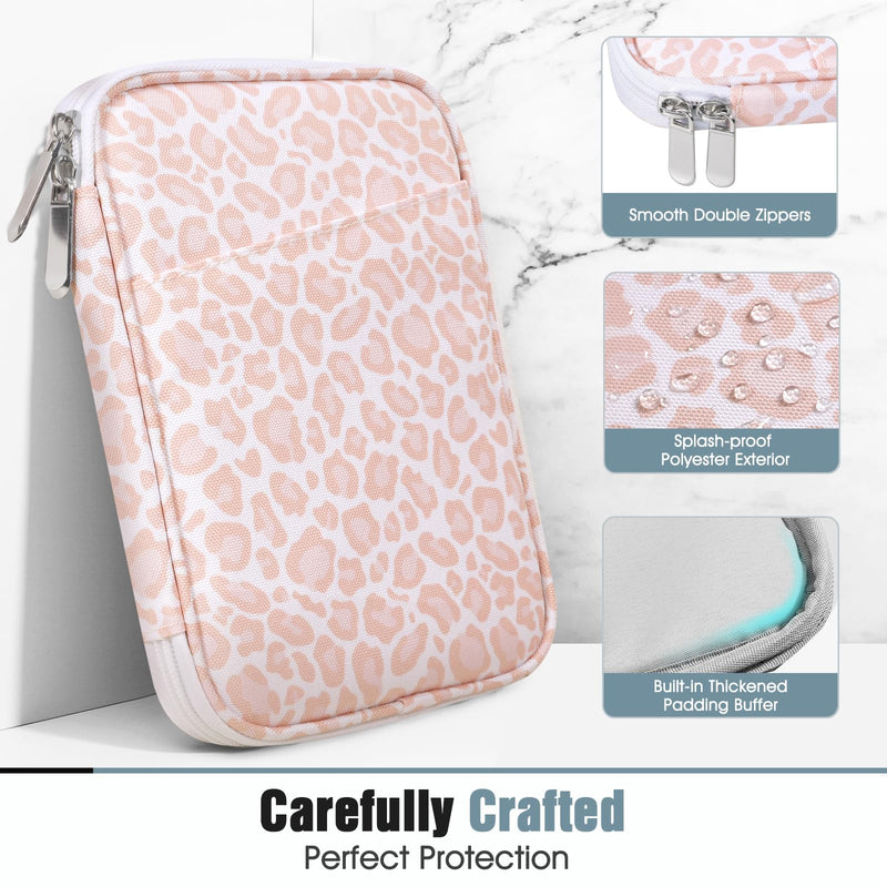 TiMOVO 6-7 Inch Tablet Sleeve for All-New Kindle 2022/10th Gen 2019 /Kindle Paperwhite 11th Gen 2021/Kindle Oasis E-Reader, Protective Case with Pocket for Kindle (8th Gen, 2016), Pink Leopard B-Pink Leopard