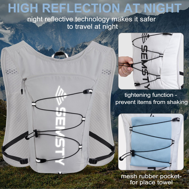 Running Hydration Vest 5L,Running Vest Pack with 1.5L Water Bladder,Lightweight Water Backpack for Hiking Running Cycling White