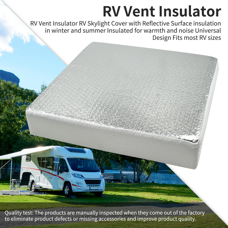 14"x14"x3" RV Vent Insulator (2-Pack) - Dual Reflective Skylight Covers for Camper, Energy-Saving Thermal Insulation, Fits 14x14 Inch RV/Caravan Sunroof Vents 2PCS 14''x14''x3''