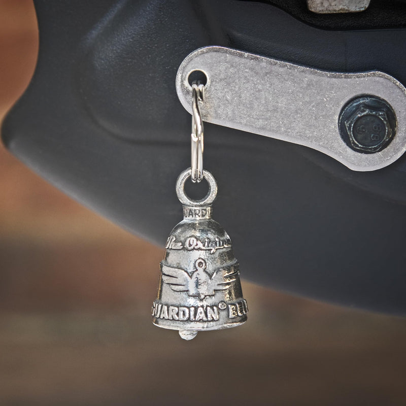 Guardian Bell Religious Good Luck Bell w/Keyring & Black Velvet Gift Bag | Motorcycle Bell | Lead-Free Pewter | Made in USA John 3:16
