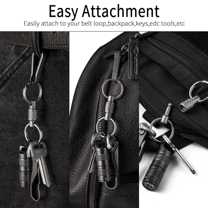 FEGVE Titanium Quick Release Swivel Keychain, Pull Apart Detachable Keychain Heavy Duty Car Key Holder with Key Rings Grey 1 Pack