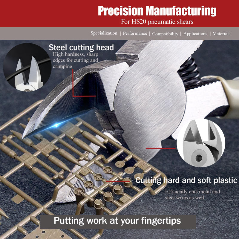 Pneumatic Wire Cutter, Wire Cutter, Air Pneumatic Nipper Shear Cutter Heads, Pneumatic Cutter Head Replacement Air Scissors Head Fit for Hs20 Pneumatic Cutter(S5)
