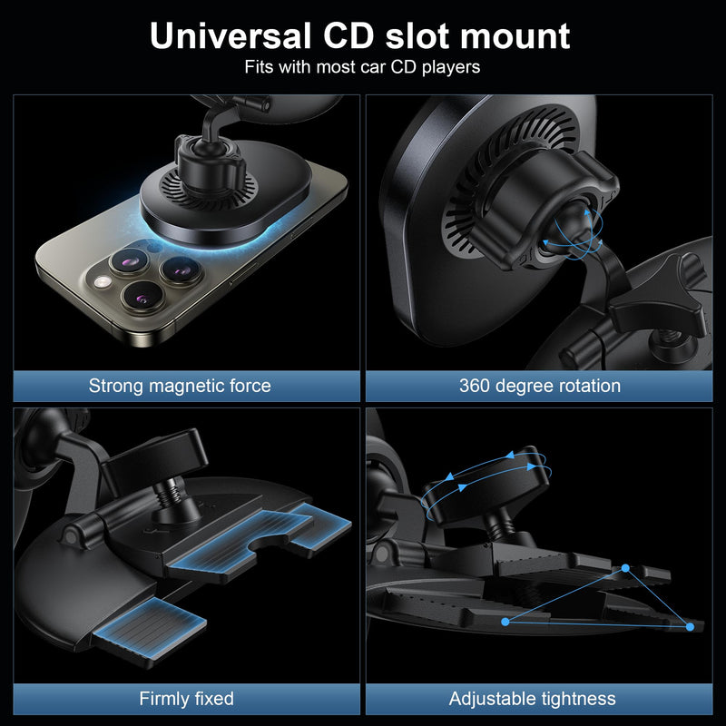 for Qi2 15W Wireless MagSafe CD Car Mount Charger,CD Player Phone Mounts, CD Slot Phone Mount Holder for iPhone 17/16/15/14/13/12, Galaxy S25,Fast Charging for Magnetic iPhone Car Accessories