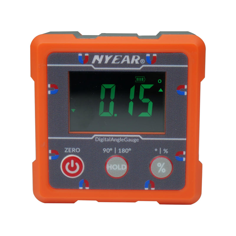 NYEAR Digital Electronic Angle Gauge Type-C Rechargeable, Four sided strong magnet, IP67 waterproof rating, Measures 0-90 and 0-180 Degree Ranges, Measures and Sets Angles or TAN
