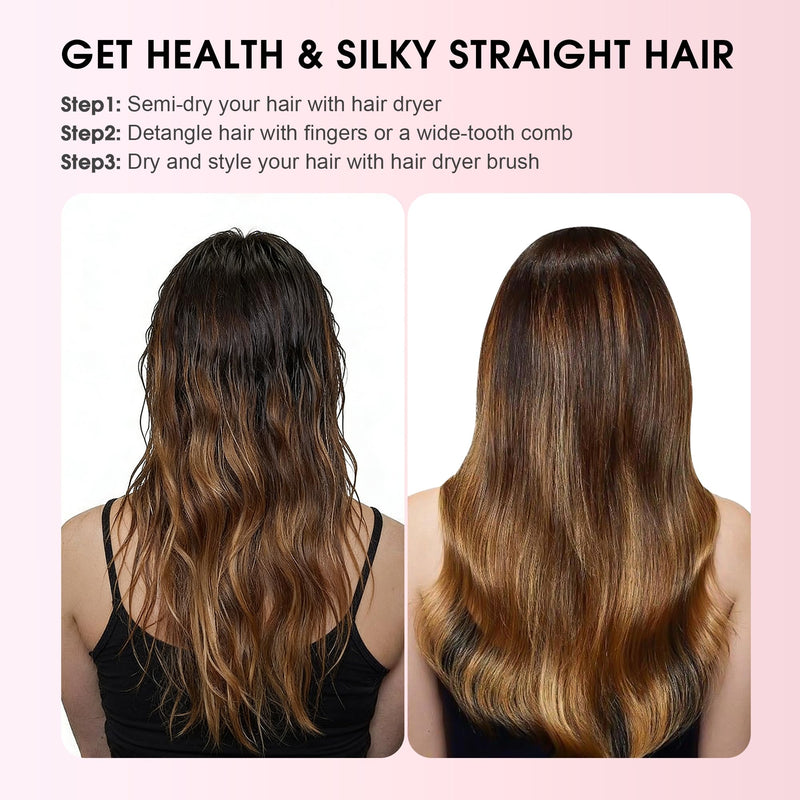 Hair Dryer Brush Travel Hot Air Brush 2 Inch Oval Blow Dry Hair Brush, 4 in 1 Mini Blow Dry Brush for Drying Smoothing Curling Volumizing, 2 Speed and 3 Heat, 220-240V UK Plug