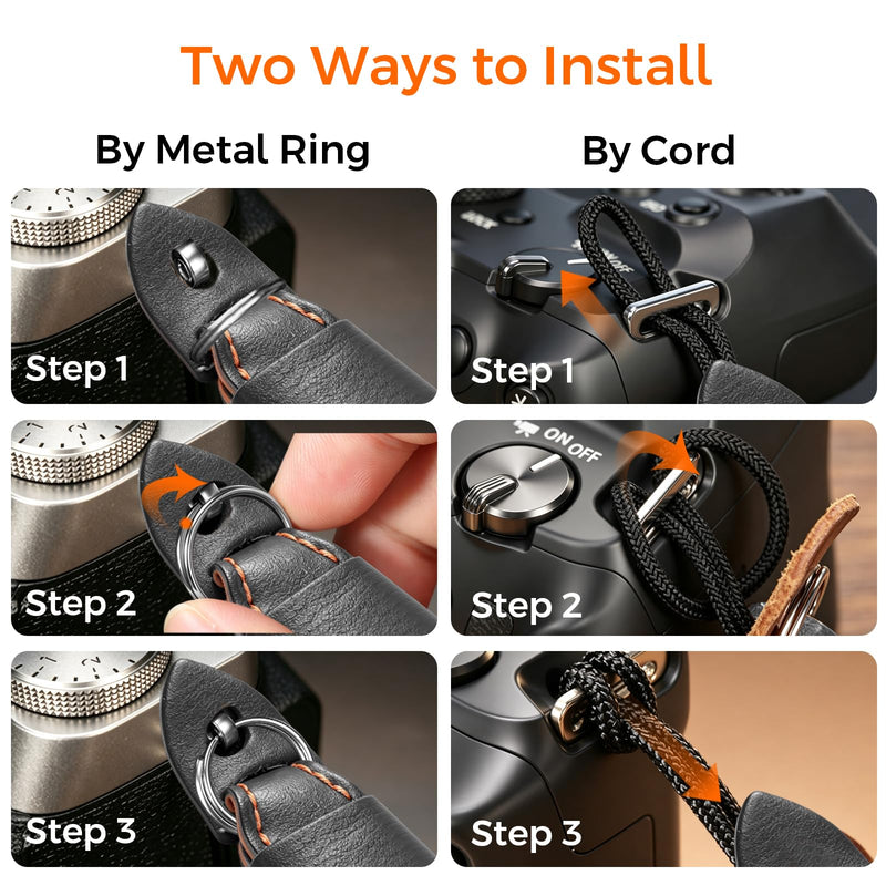 Camera Wrist Stra - Camera Straps for Photographers, Camera Hand Strap | Adjustable Wrist Camera Strap with Safer Connector for DSLR SLR Mirrorless Cameras (Black)