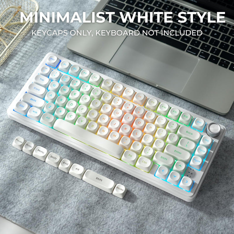 Shine Through Keycaps,White MOA Profile PBT Keycaps 117-Key For MX Switches