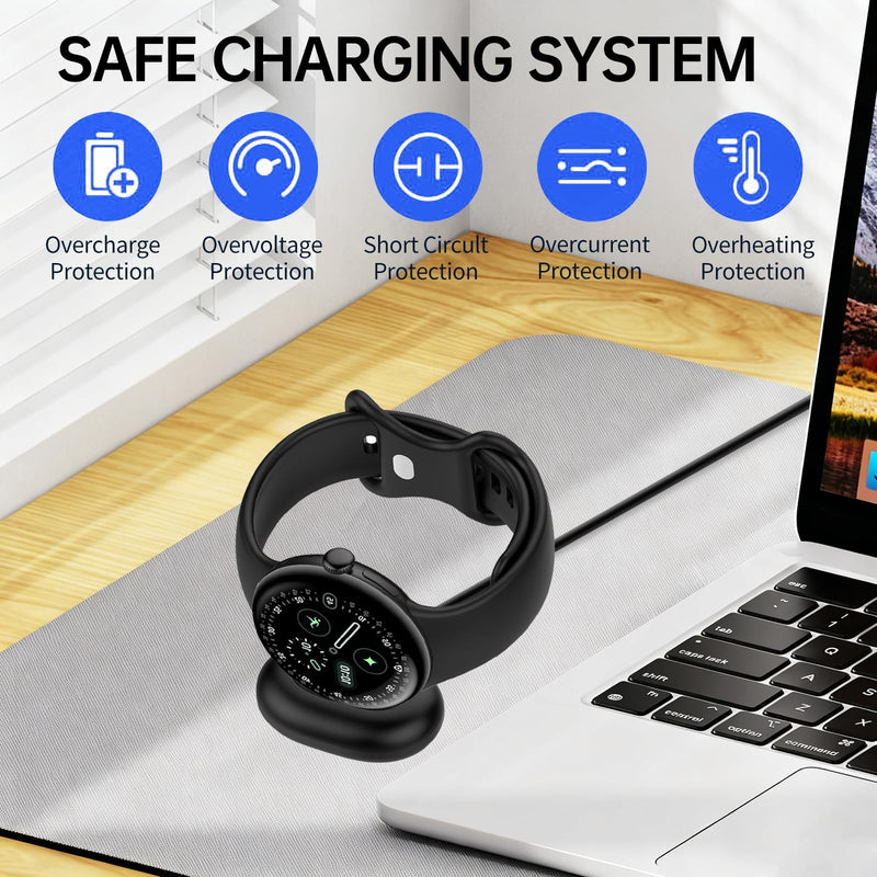 E ECSEM Charger Compatible for Google Pixel Watch 4, Replacement USB-A/C Charging Cable Cord for Pixel Watch 4 41mm/45mm Smart Watch (3.3ft/1m)