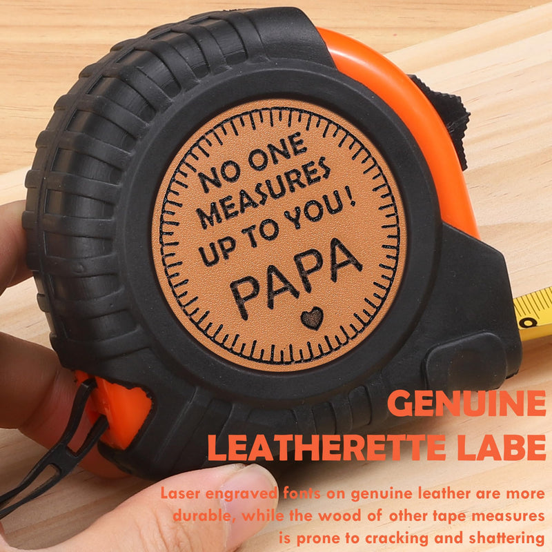 Grandpa Papa Birthday Gifts from Grandkids, Christmas Papa Grandpa Grandfather Gifts from Granddaughter Grandson, Grandparents Day Gift, Genuine Leather Engraved 25 FT Tape Measure