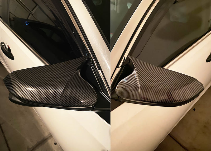 Side Door Mirror Caps Covers Compatible with Honda Civic 2016-2021 10th Generation Sedan Coupe Hatchback (Horn Style, Carbon Fiber Pattern) Horn Style