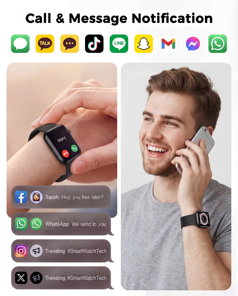 Smart Watch, Fitness Watch for Women Men with 24/7 Heart Rate/Blood Pressure Monitor,Pedometer, Sleep Tracker, 120+ Sport Modes, IP68 Waterproof Activity&Fitness Tracker Compatible with Android iPhone Black