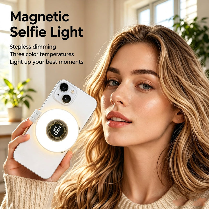 Selfie Light, Phone Light with 3 Lighting Mode, Portable Phone Ring Light for Makeup, Tiktok, Live Stream, Rechargeable Clip Video Light for iPad/Camera/Laptop (White) White