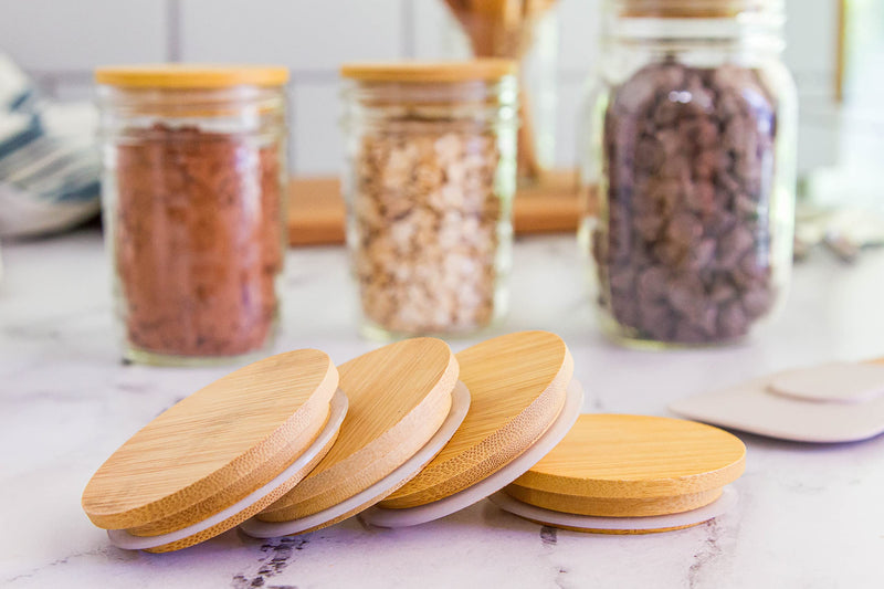 Bamboo Wooden Mason Jar Lids Regular Mouth, ECO friendly - Fits Standard Size Mason, Ball and Glass Canning Jars - Set of 8 (Pack of 2) Set of 8 (Pack of 2)