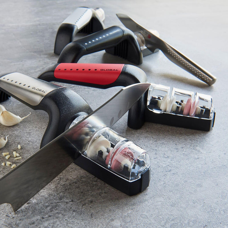 Global 2-Stage Handheld Knife Sharpener, Stainless Steel