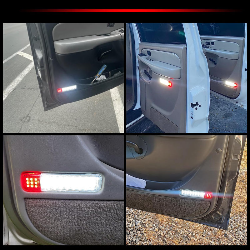 Led Interior Door Courtesy Light Compatible with 1999-2006 Silverado Sierra 1995-1999 C/K 1500 2500 3500 Suburban Tahoe Avalanche 1999-2006 Yukon Escalade Warning Light 4pcs red and white