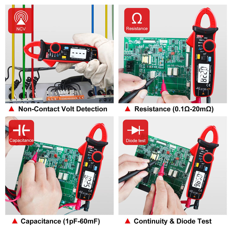 UNI-T UNI T UT210e Mini Digital Clamp Meter & Phillips Screwdriver, HVAC Tool AC DC Amp Clamp Meter Multimeter Tester Voltmeter Continuity Tester Capacitor Ohmmeter & Cross Screwdriver