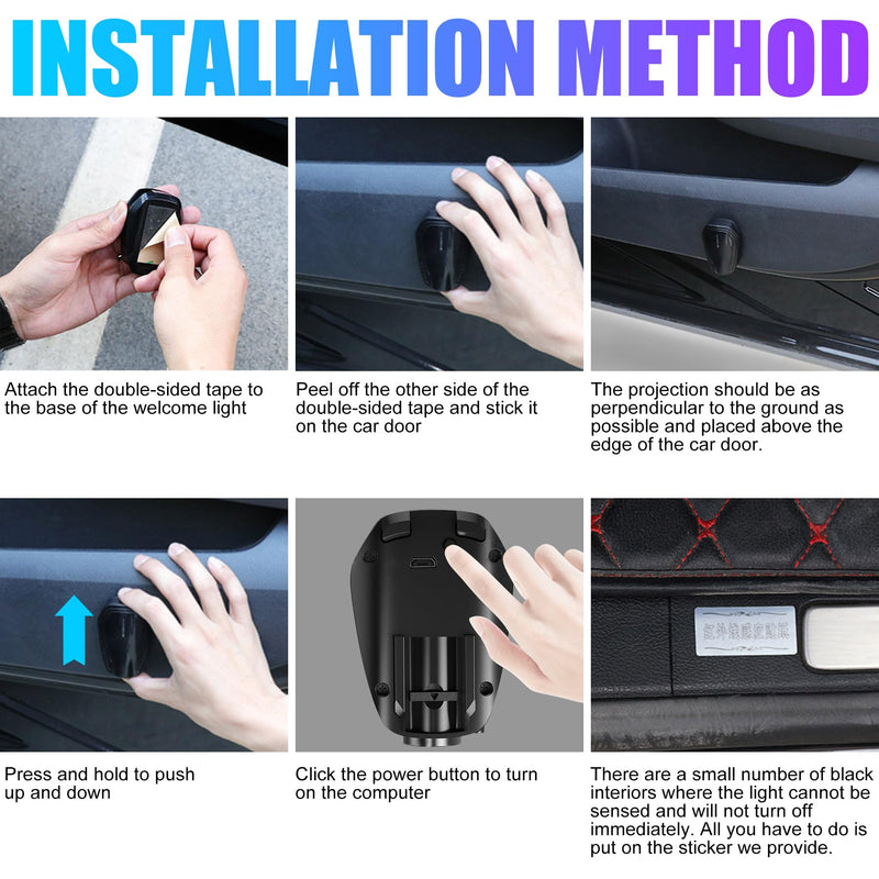 2PCS Car Door Light Projector ， Car Door Projector Rechargeable HD Car Welcome Courtesy Ghost Shadow Lamp Fit for Cars (for DO-D-GE) for DO-D-GE