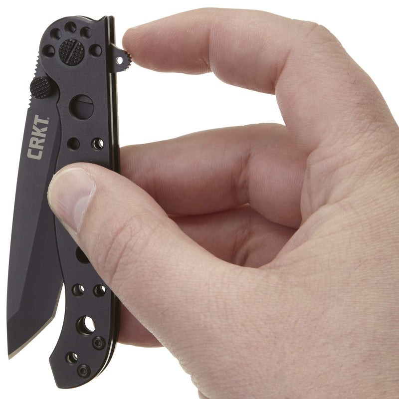 CRKT M16-10KS Folding Knife with Frame Lock: Stainless Steel Triple Point Serrations Blade, Stainless Steel Handle, Reversible Pocket Clip, M16-10KS Black Blade / Stainless Handle / M16-10KS