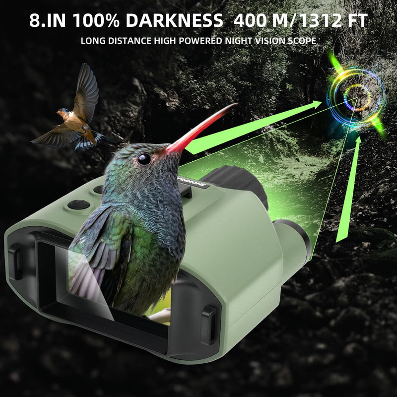 4K HD Digital Night Vision Goggles for Adults 10X Zoom Binoculars 3" LCD | 5000mAh Rechargeable Infrared NVG SD Card for Hunting Camping Fishing Hike Cool Gadgets Tactical Gear & Unique Gift for Men Green&Black