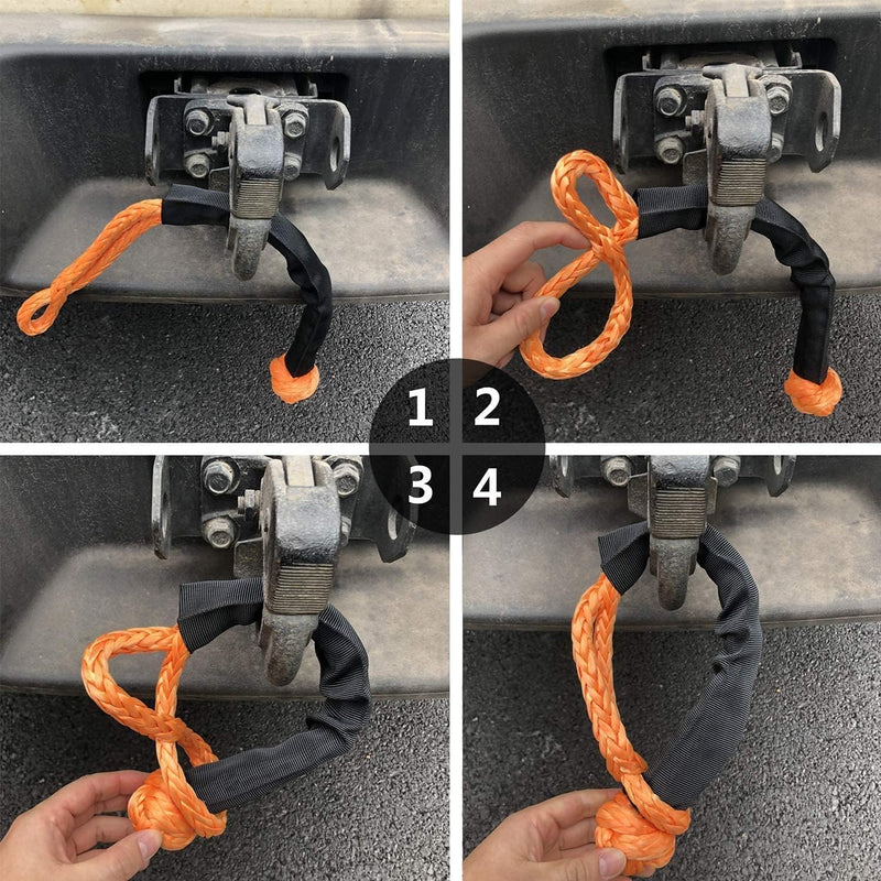 Ucreative 2Pcs Synthetic Soft Shackle 1/2 Inch x 22 Inch (56,000lbs Breaking Strength) with Extra Sleeves (Orange) Orange