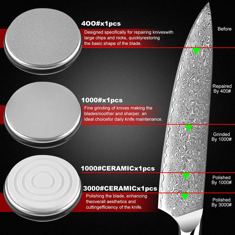 Ultimate Rolling Knife Sharpener Kit Premium Knife Sharpening Kit Includes 2 Extra Diamond & Ceramic Discs Magnetic Sharpening with 15° & 20° Angle Ideal for Knife Set Kitchen Knife Set