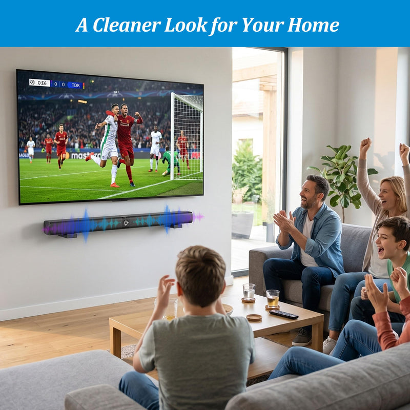 PlusAcc Soundbar Wall Mount, Universal Adjustable Bracket Holder, Black | Holds up to 33 lbs, Sound Bar Mounts Under TV, Depth Adjustable 3.9”–6.7”, Heavy-Duty Home Theater Shelf