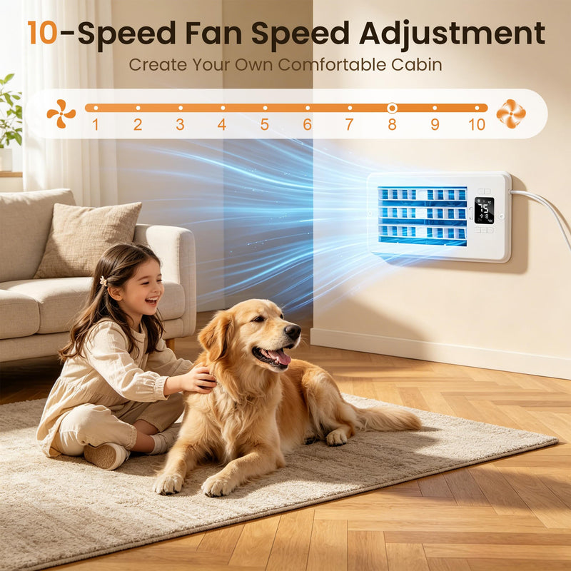 Smart Register Booster Fan for 4" x 10" Vent Holes - 10-Speed Quiet Vent Booster Fan with Thermostat & Remote Control, Improves Heating/Cooling, Manual Adjustable Louver, for Floor Wall Ceiling White