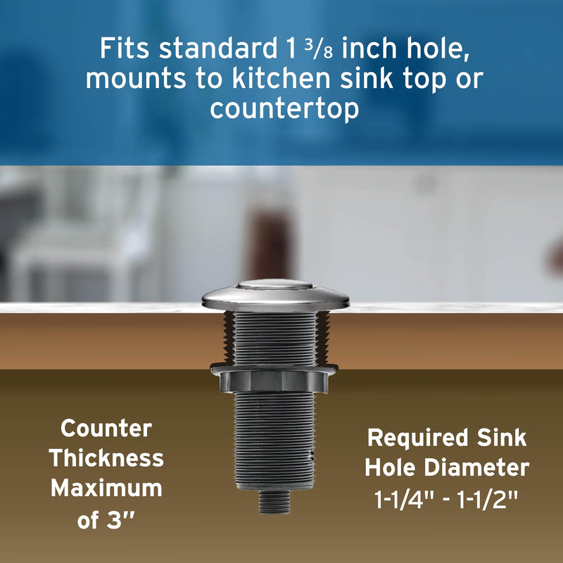 InSinkErator Garbage Disposal Air Switch Kit, Dual Outlet Sink Top Switch Button for All InSinkErator Food Waste Disposer Models, Satin Nickel STS-OOSN Single Outlet