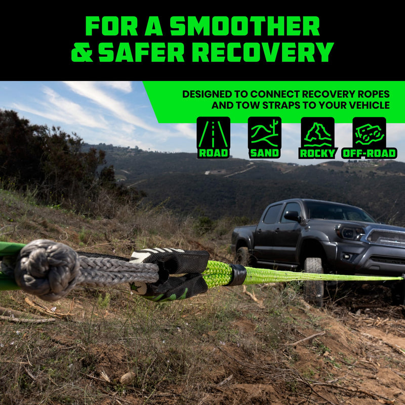 Rhino USA Synthetic Soft Shackle Rope (2-Pack) - 1/2 Inch x 22 Inch (44,050lb Min Break Strength) Offroad Soft Shackle Recovery Kit for Truck, UTV, ATV - Compatible with Jeep, Toyota, Ford & More! Gray 1/2 inch - 2 PK