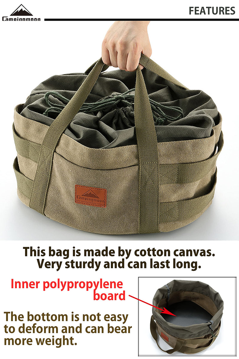 camping moon Carry Bag for Dutch Oven Durable Canvas Bag for 12-inch Dutch Oven (Do-32bk)