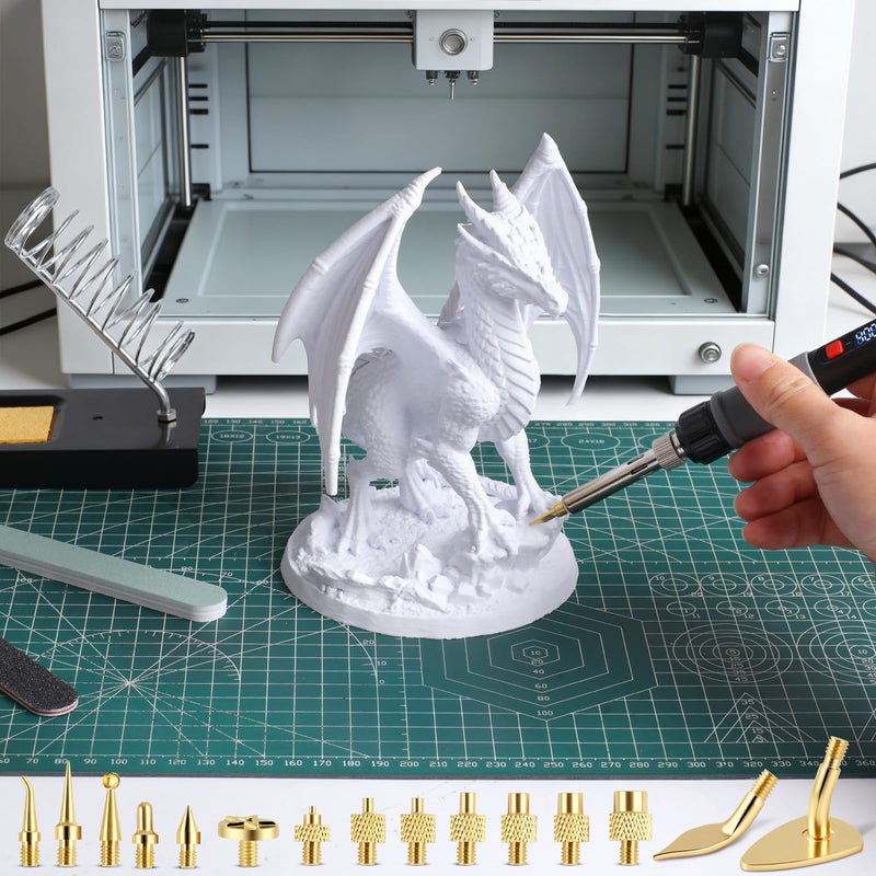 21-in-1 3D Printer Smoothing Tool Kit, 80W LED Digital Adjustable Temperature Soldering Welding Iron Kit with Insert Brass Heatset Nuts & Soldering Tips, Fast Heating 3D Printing Modify Finishing Tool