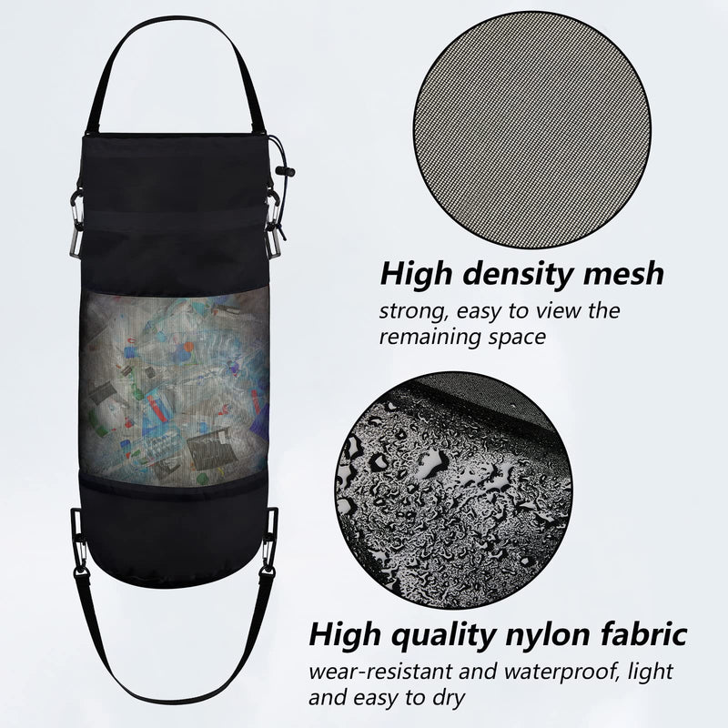 Gersoniel 3 Pack Boat Trash Bags Portable Boat Accessories Mesh Trash Bags Reusable Garbage Can for Kayak Pontoon Camper Fishing Outdoor Storage Cabin Black, Gray, White