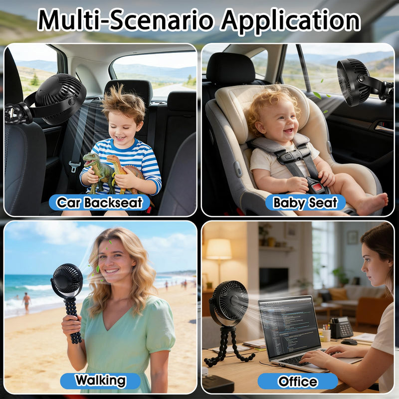 Recharge Car Fans for Backseat for Kids, Car Headrest Backseat Fans for Car for Kids