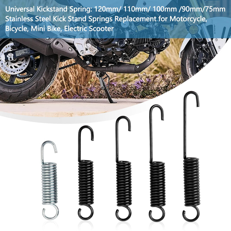 5Pcs Motorcycle Side Stand Spring in Heavy Spring Steel Material,Overall Length 75mm 90mm 100mm 110mm 120mm Fit for Most Motorcycle Mopeds Scooter E-bike