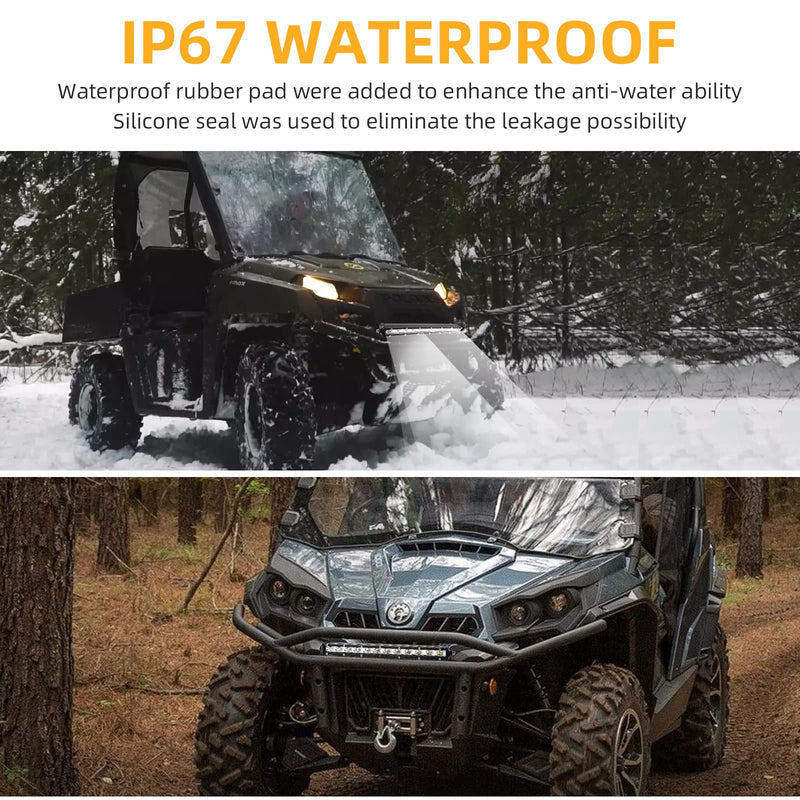 Zmoon Led Light Bar 12in Signal Row Light Bar [14in w/Bracket] 40W Spot Flood Combo Off Road Light, Waterproof Slim Light Bar for SUV Jeep ATV Boat 12n led light bar