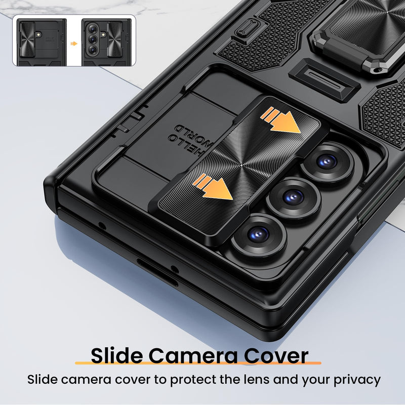 VEGO for Z Fold 8 Ultra Case with Screen Protector Anti-Peeping, Black | Built-in Hinge Protection &Slide Camera Cover Military-Grade Shockproof Rugged Kickstand Case for Galaxy Z Fold 8 Ultra-Black B-Black