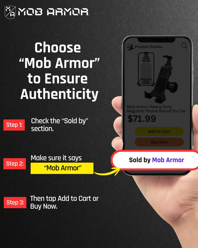 Mob Armor Heavy Duty Magnetic Car Phone Mount Holder | Universal Holder for iPhone & Android, Ultra-Strong Magnet for Off-Road & Commercial Vehicles, Essential Car Accessory Large